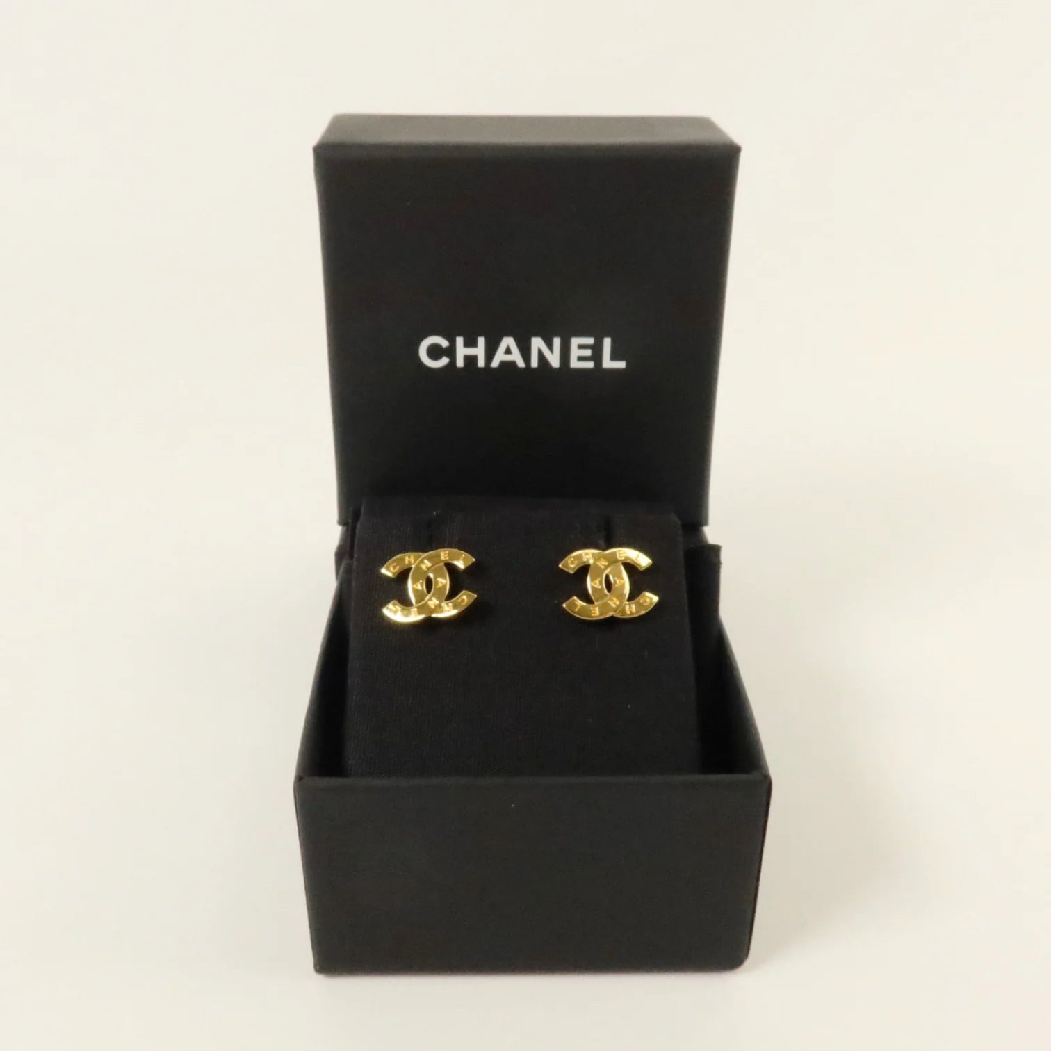 Chanel CC Gold-Tone Stud Earrings - Brand New Full Set