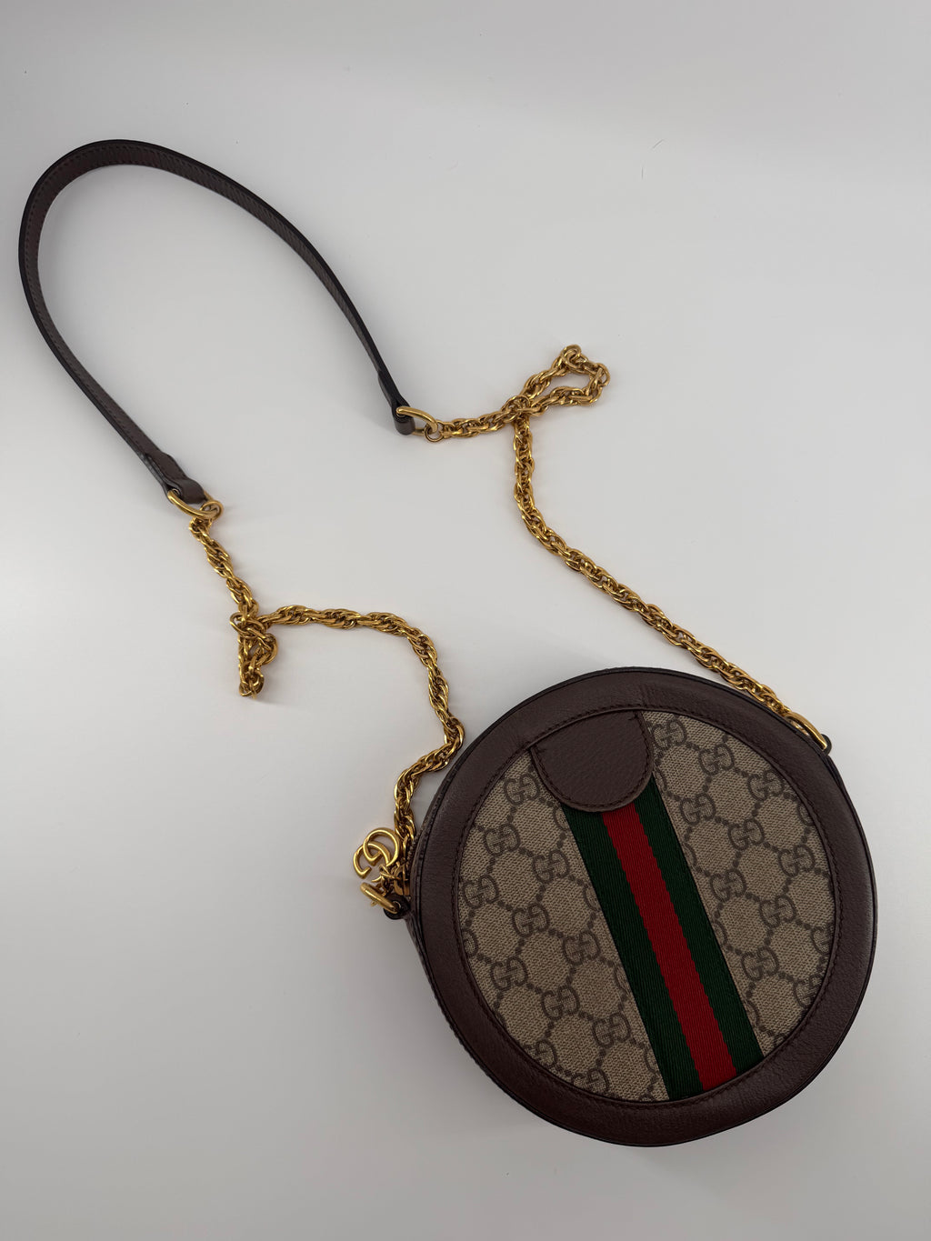 Gucci Ophidia Mini Round GG Supreme Canvas Crossbody Bag