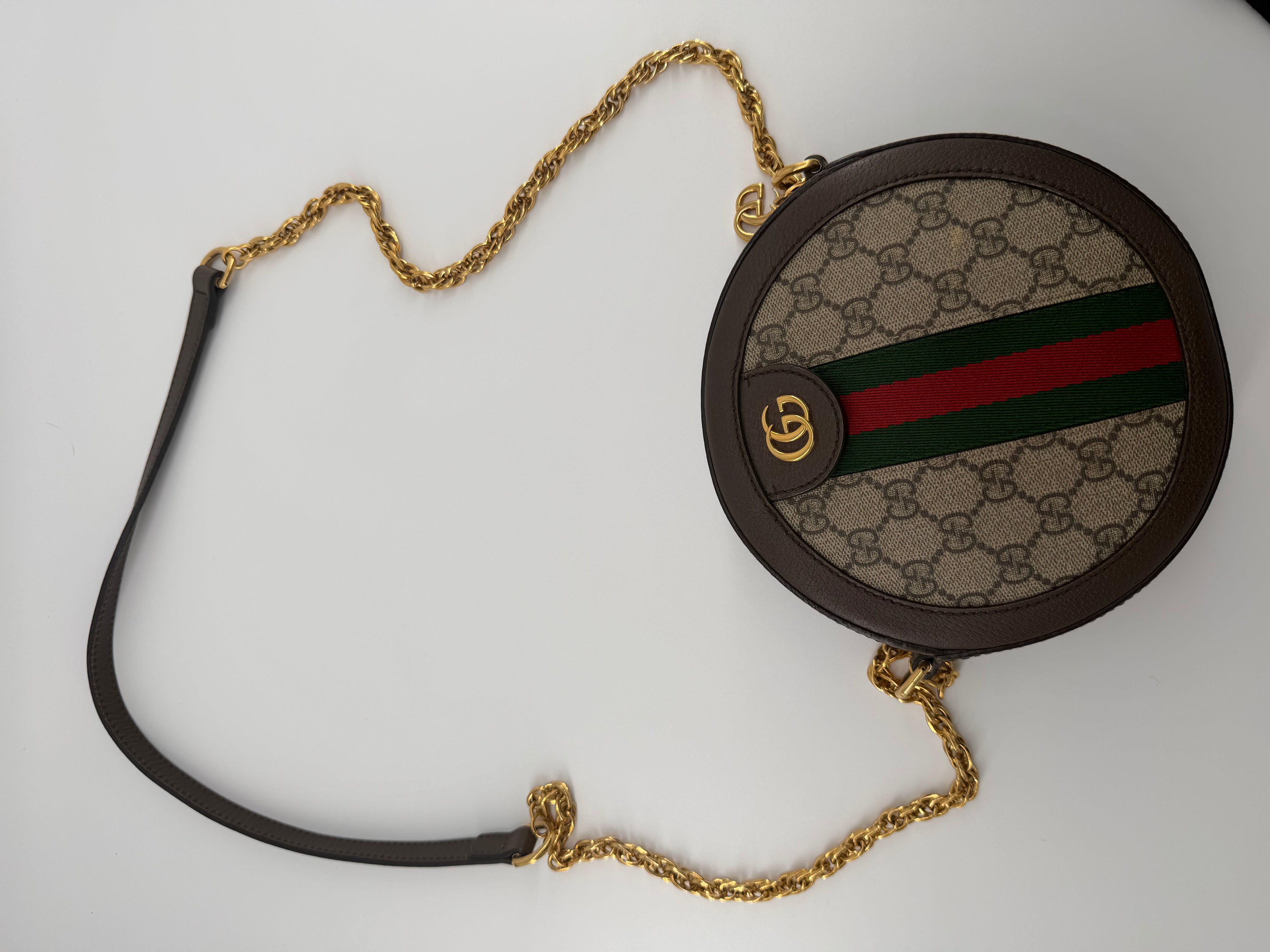 Gucci Ophidia Mini Round GG Supreme Canvas Crossbody Bag