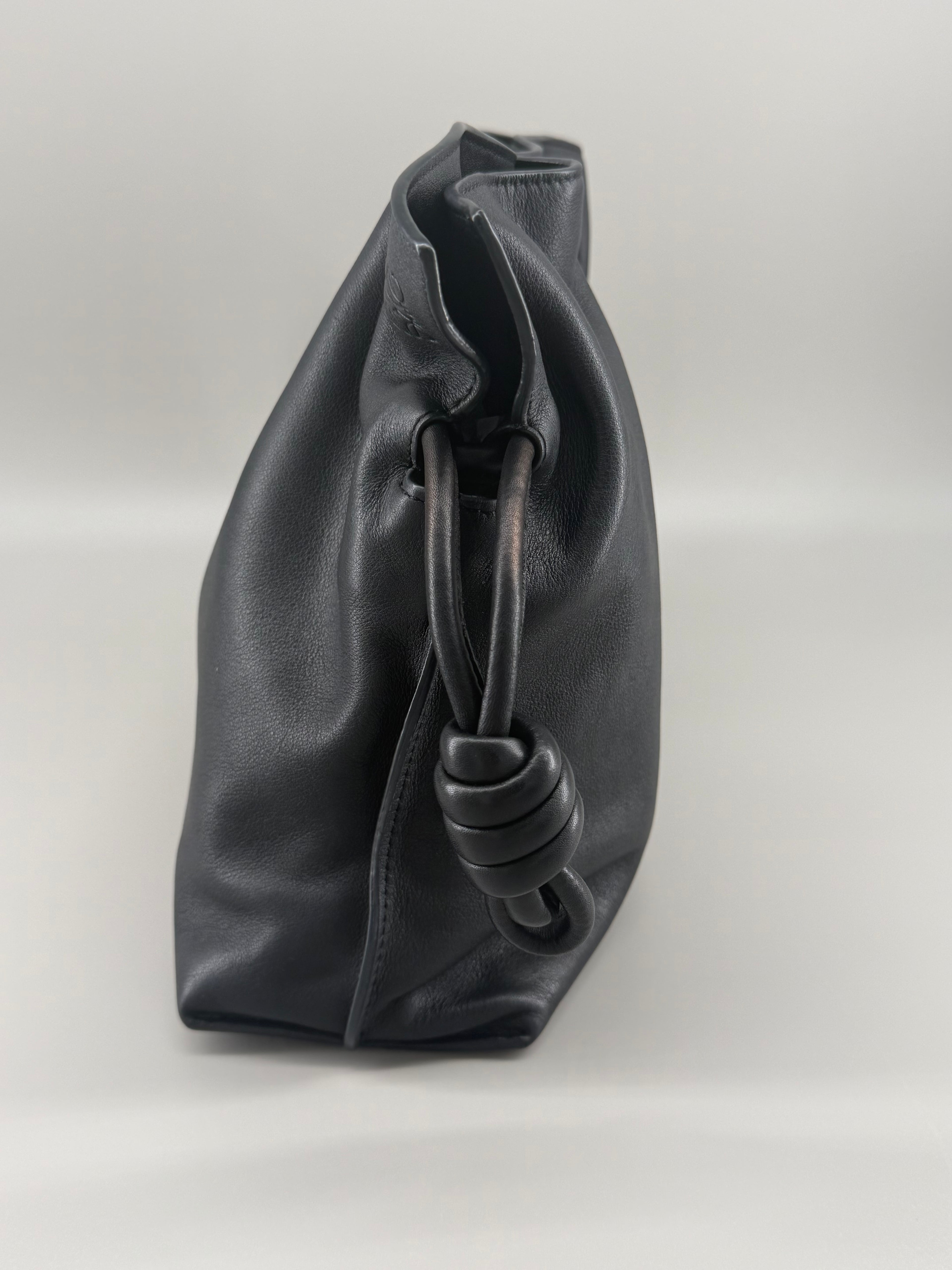 LOEWE Black Leather Flamenco Bag with 2 Way LOEWE Jacquard Strap and Leather