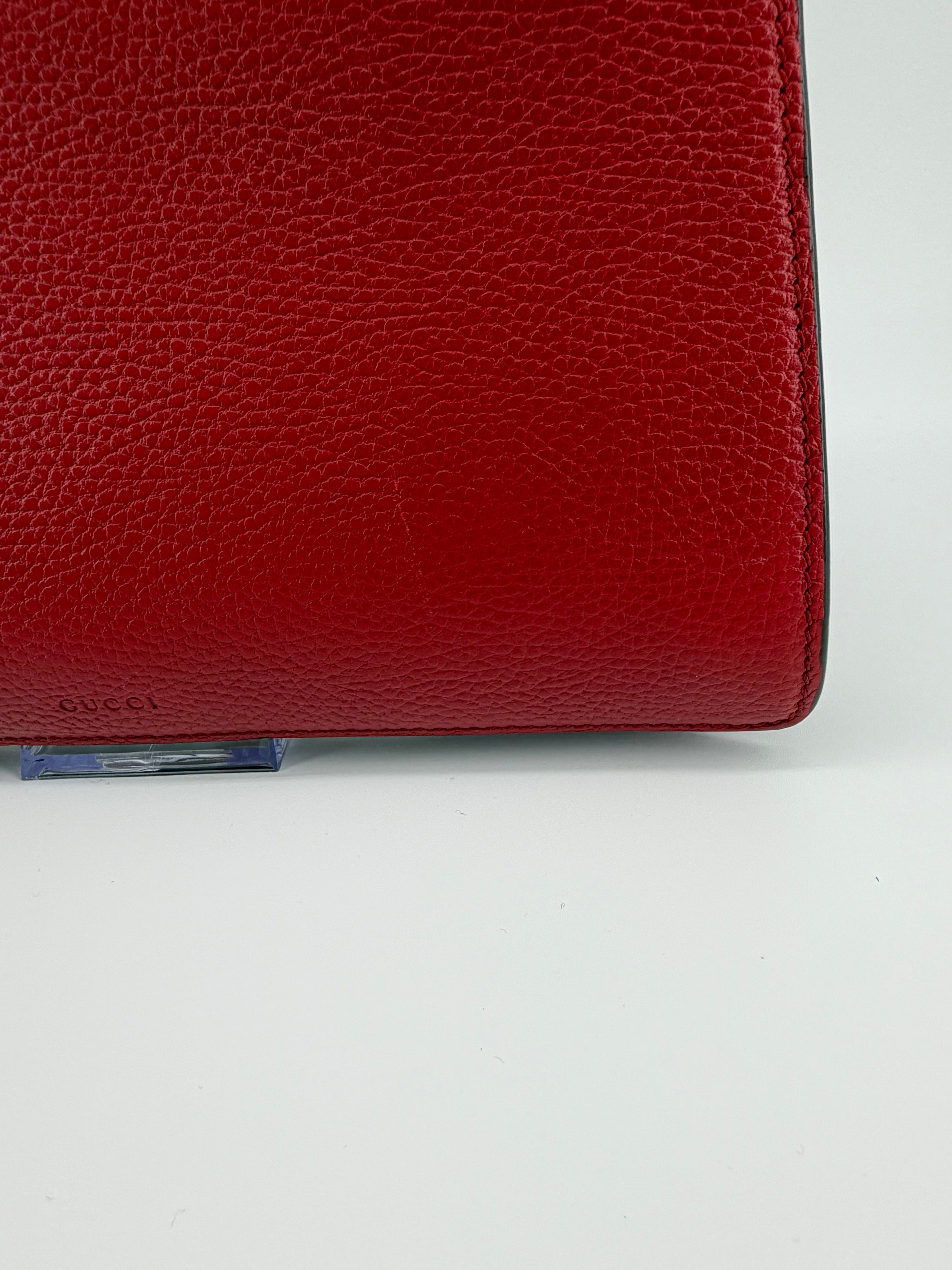 Gucci Dionysus Medium Red Leather Crystal Tiger Head Shoulder Bag