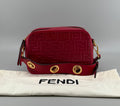 Fendi Red Embossed FF Leather Camera Case Crossbody Bag with Logo Strap