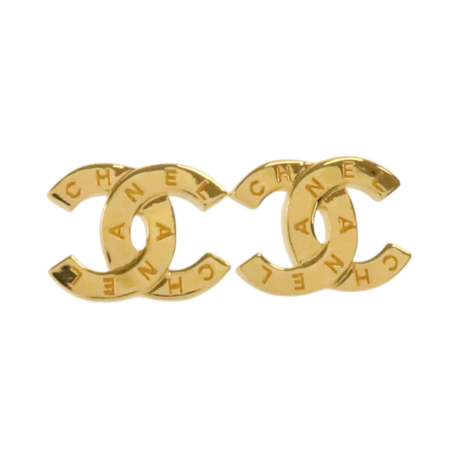 Chanel CC Gold-Tone Stud Earrings - Brand New Full Set