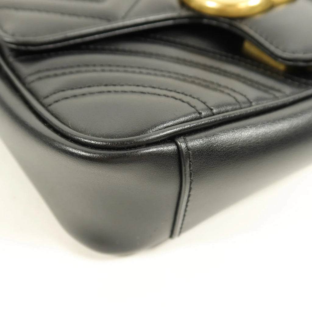 Gucci GG Marmont Small Chain Shoulder Bag Black Calfskin