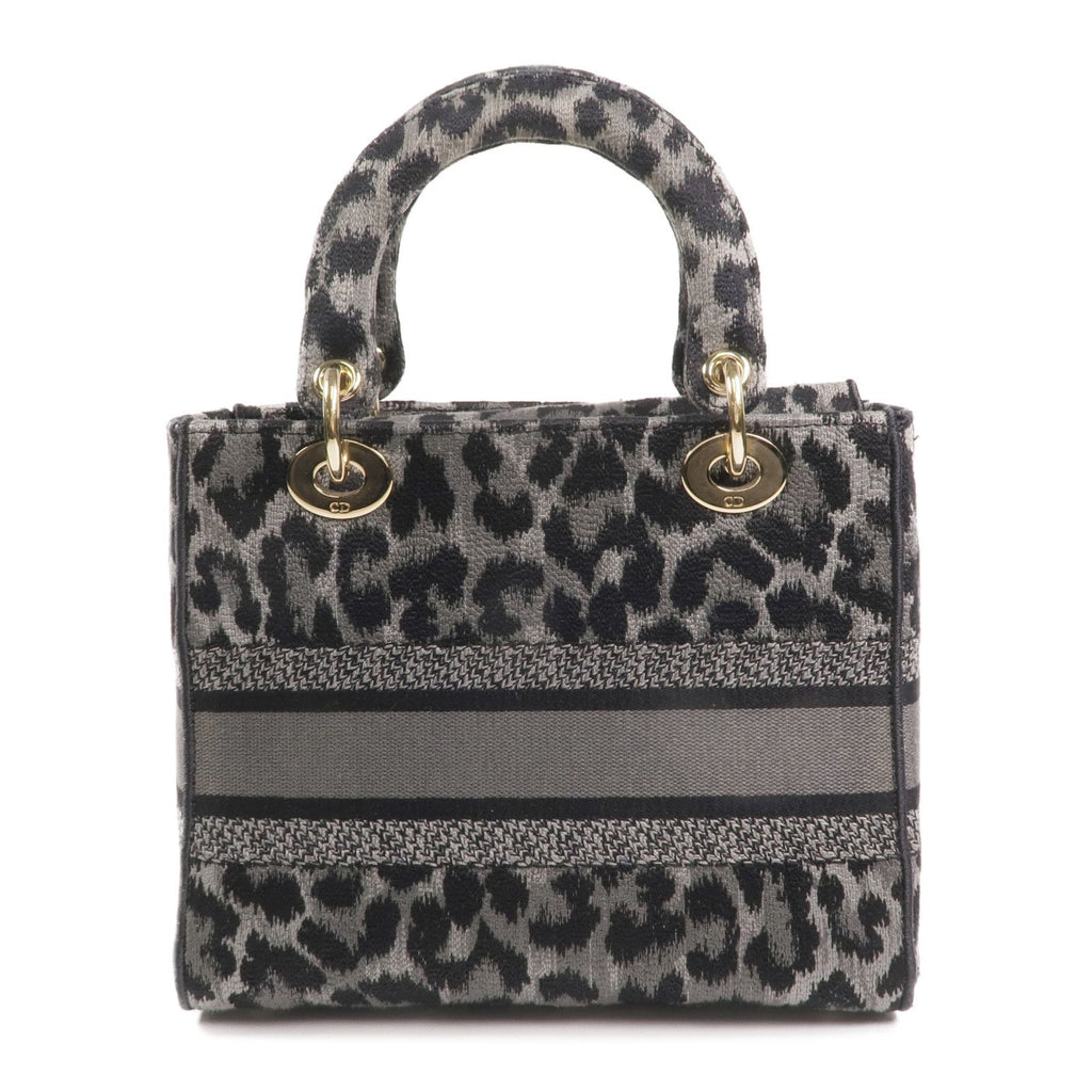Christian Dior Lady D-Lite Medium Mizza Leopard Embroidered Canvas Bag