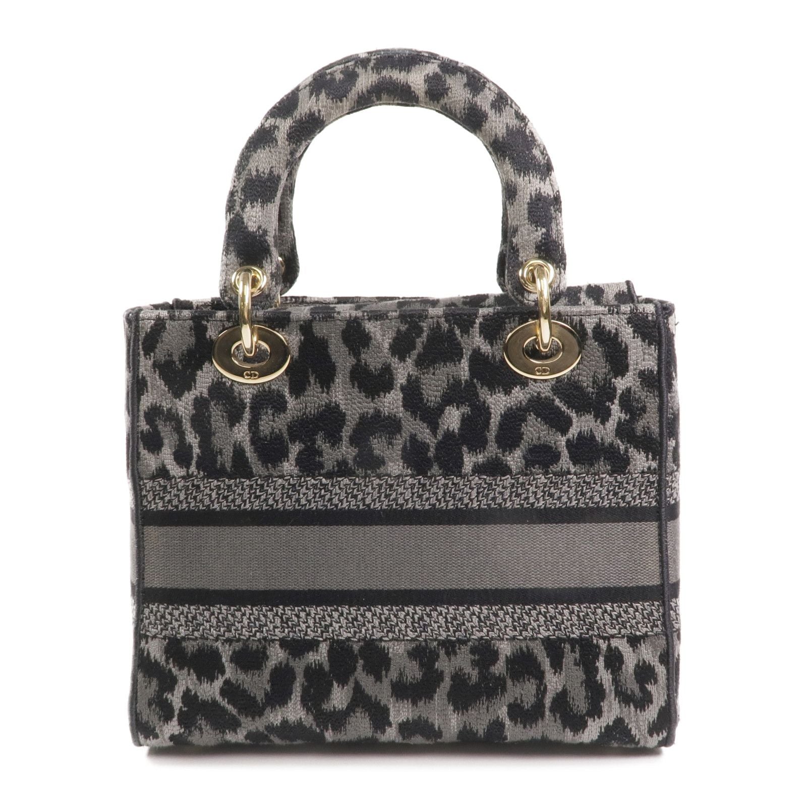 Christian Dior Lady D-Lite Medium Mizza Leopard Embroidered Canvas Bag