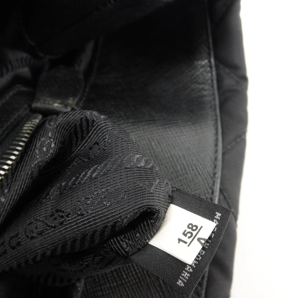 PRADA Quilted Tessuto Tote Bag 2 Way Shoulder Bag Black Nylon
