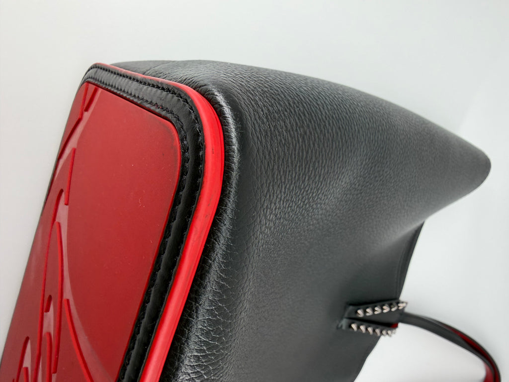 Christian Louboutin Cabata Large Tote Black Calfskin Leather Red Interior