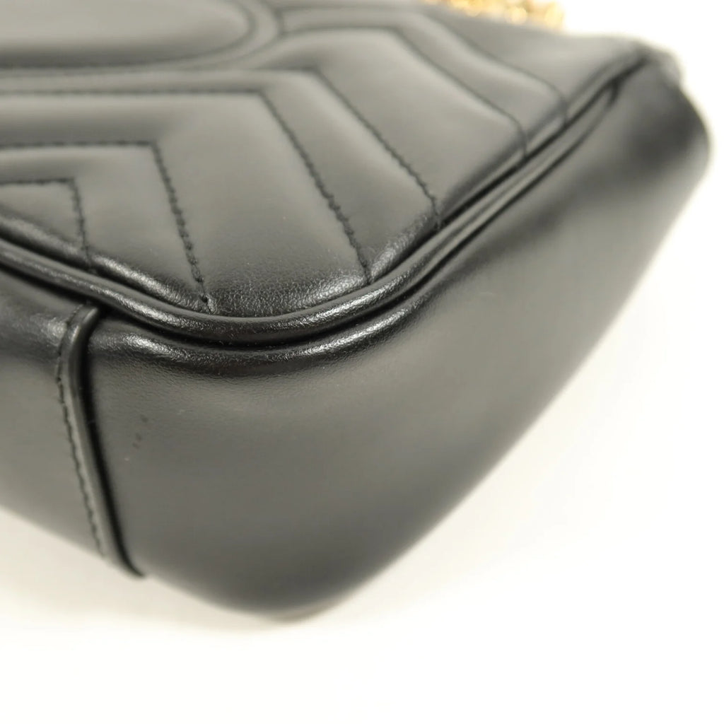 Gucci GG Marmont Small Chain Shoulder Bag Black Calfskin