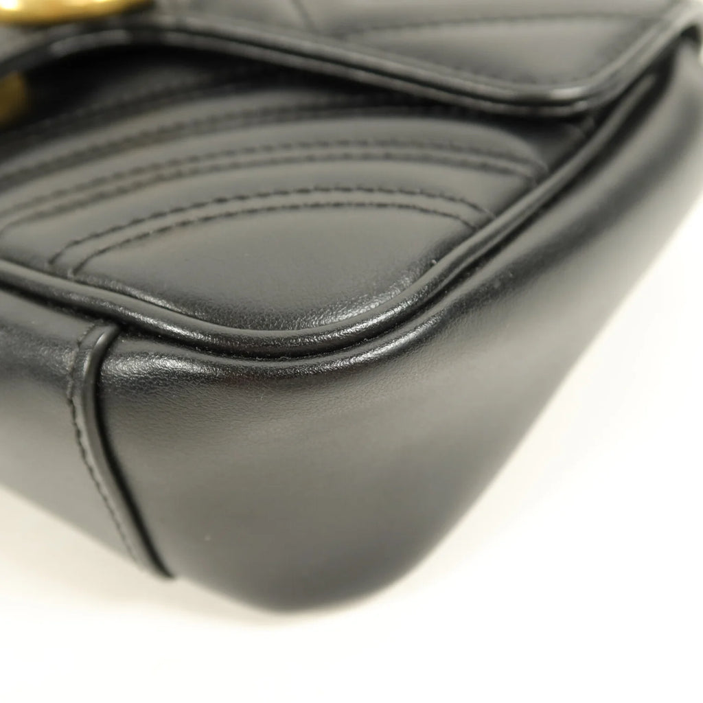 Gucci GG Marmont Small Chain Shoulder Bag Black Calfskin