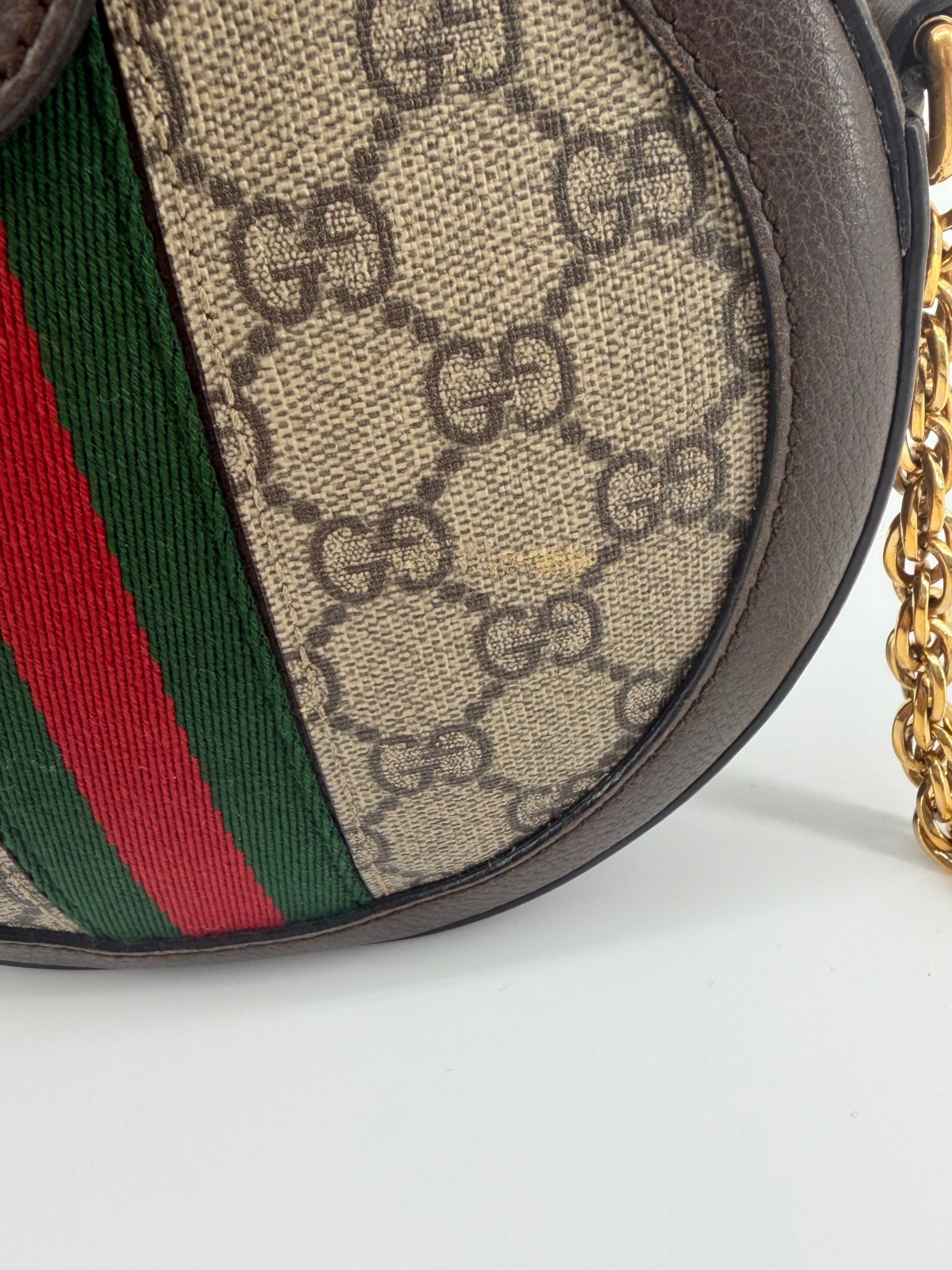 Gucci Ophidia Mini Round GG Supreme Canvas Crossbody Bag