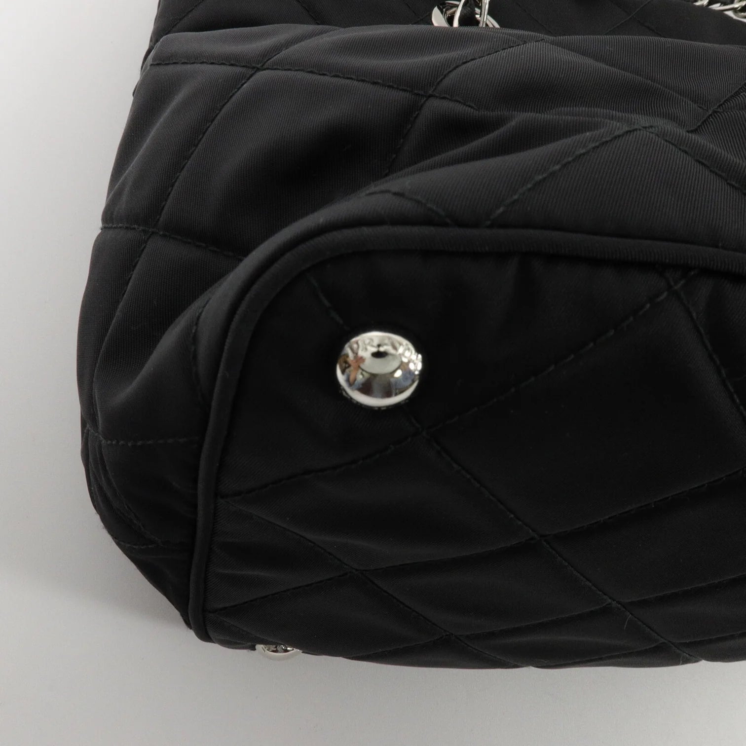 PRADA Quilted Tessuto Tote Bag 2 Way Shoulder Bag Black Nylon