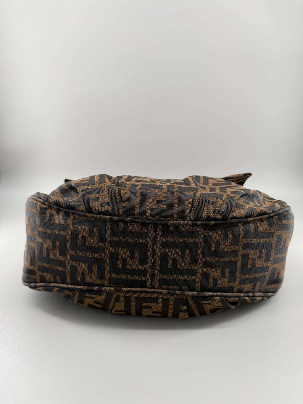 Fendi Mia Zucca Flap Shoulder Bag Tobacco FF Canvas with Oversized Logo Buckle & Dust Bag
