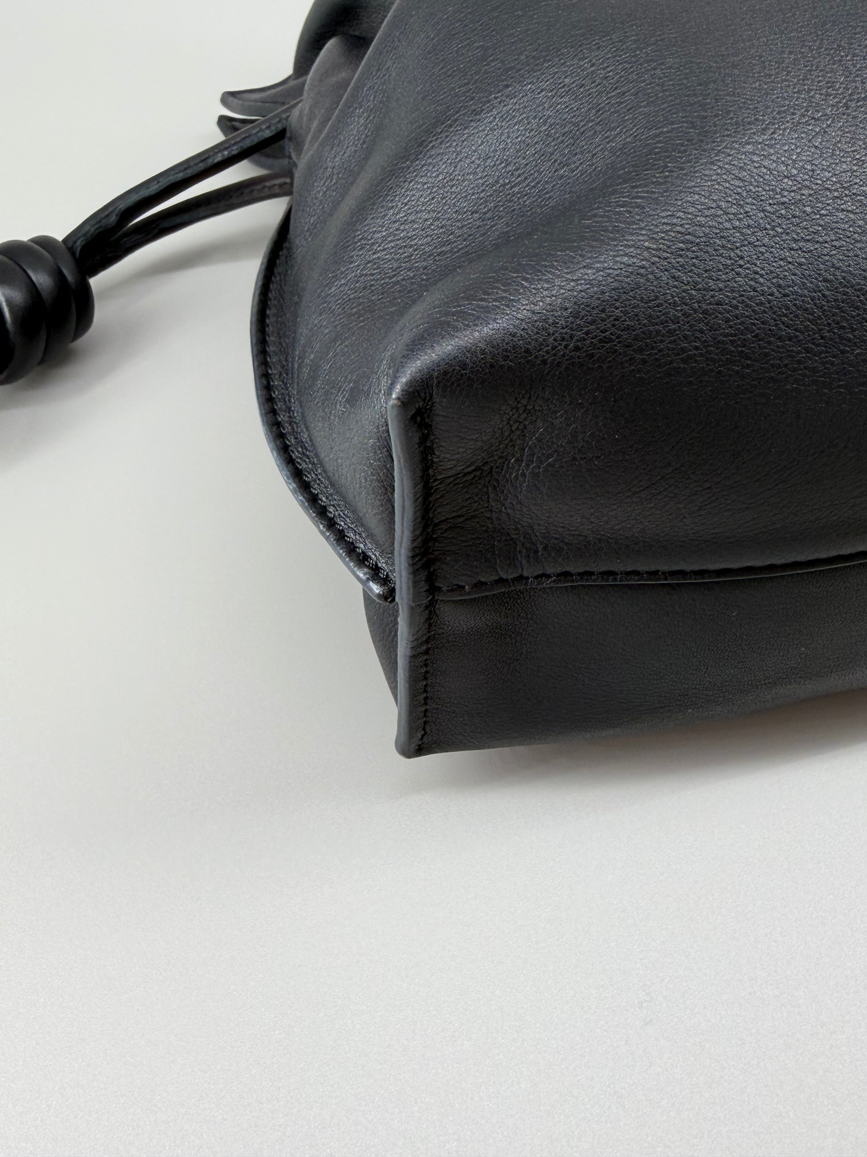 LOEWE Black Leather Flamenco Bag with 2 Way LOEWE Jacquard Strap and Leather