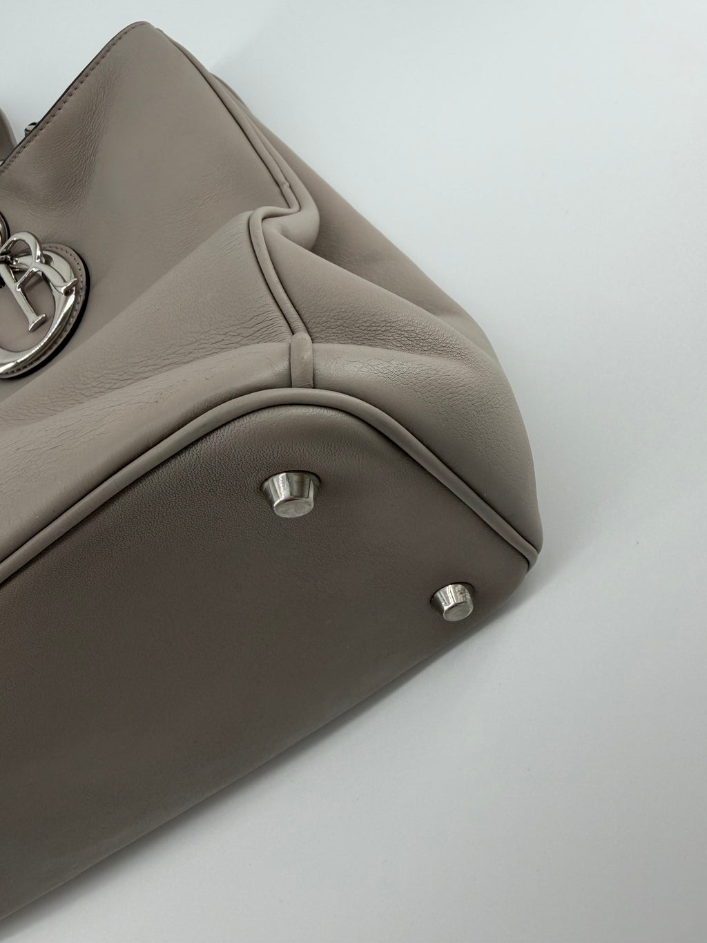 Christian Dior Large Diorissimo Gray Calfskin Tote Bag with Strap & Pouch