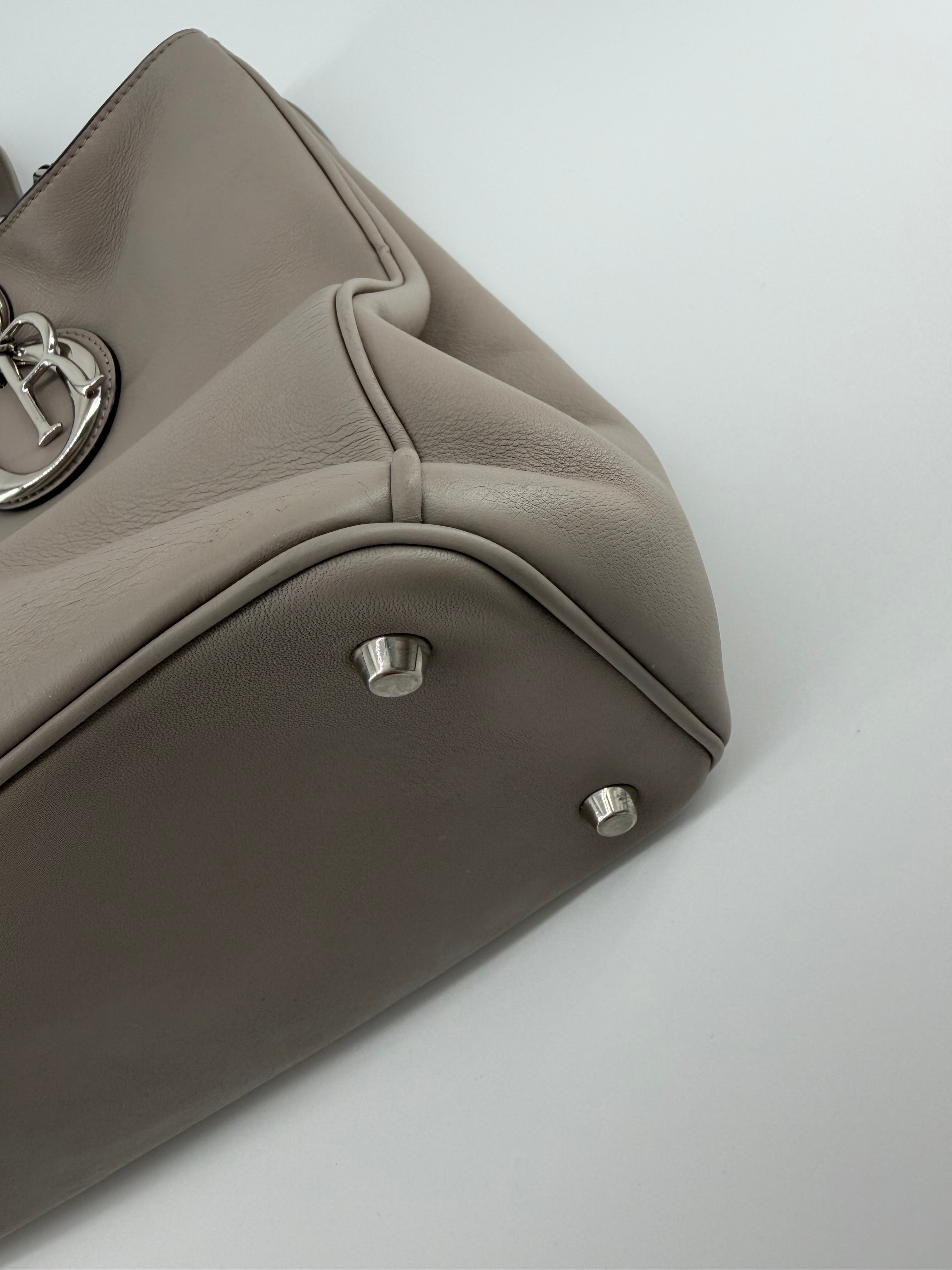 Christian Dior Large Diorissimo Gray Calfskin Tote Bag with Strap & Pouch