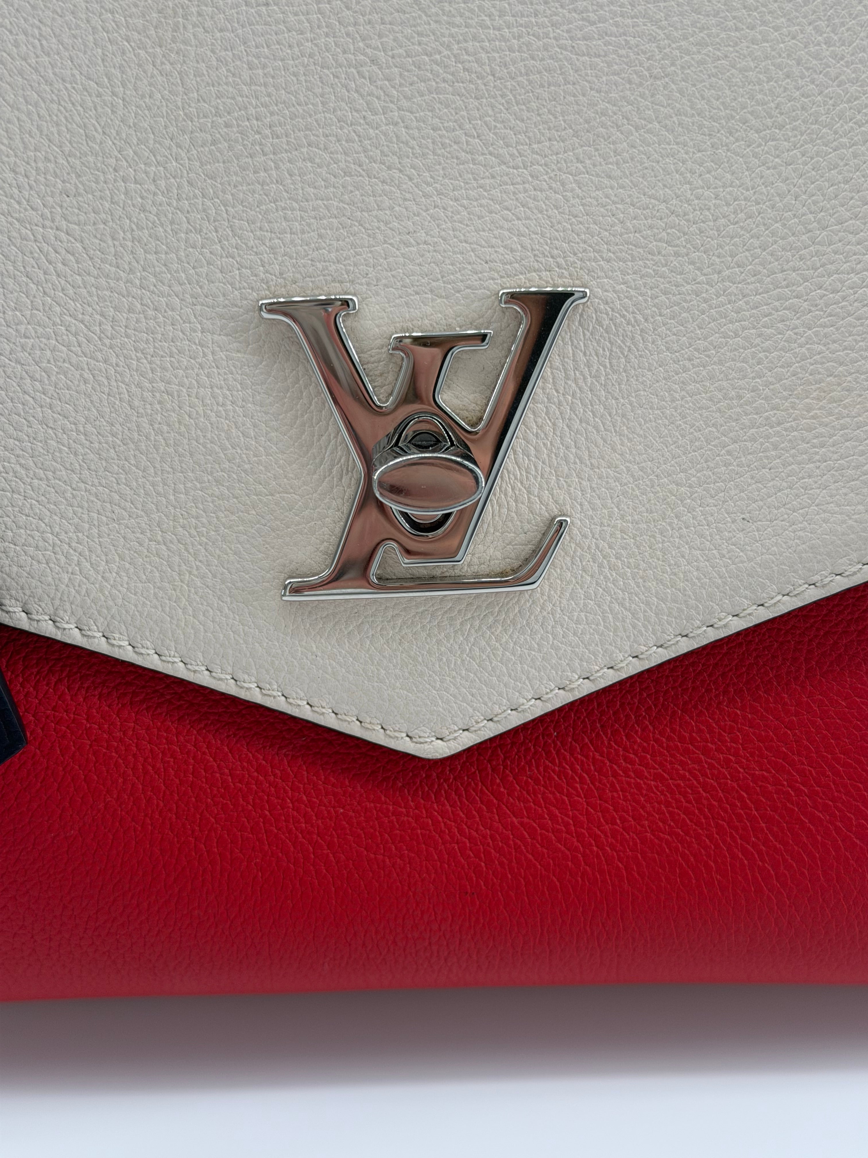 Louis Vuitton Lockme Top Handle Taurillon Leather Shoulder Bag | Crème & Coquelicot Red | 2020