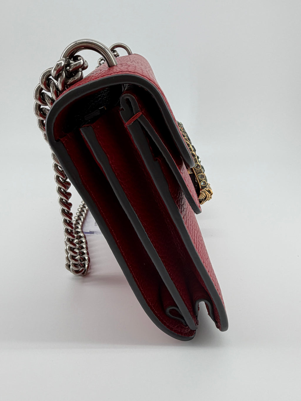 Gucci Dionysus Medium Red Leather Crystal Tiger Head Shoulder Bag