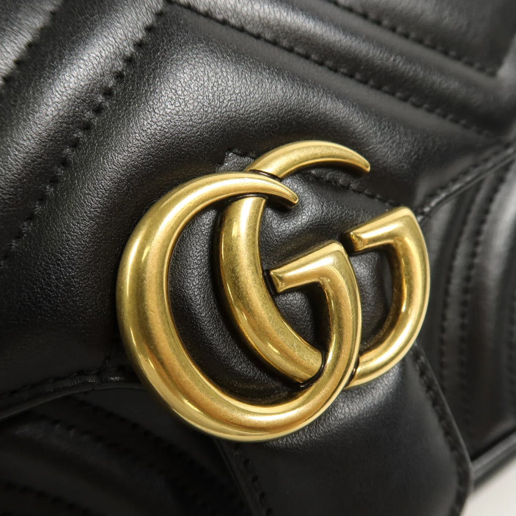 Gucci GG Marmont Small Chain Shoulder Bag Black Calfskin