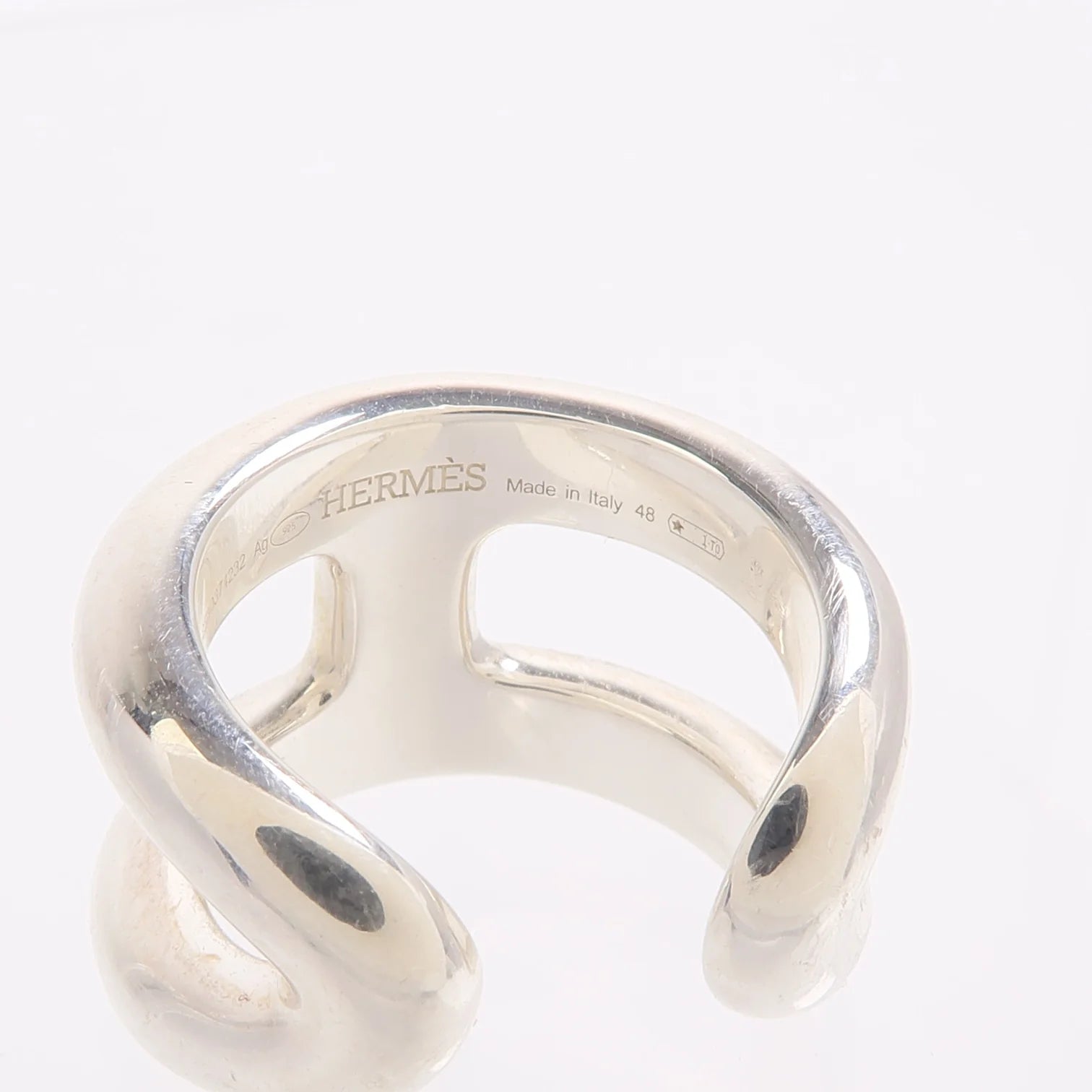 Hermès Osmose Small Model Sterling Silver Ring Size 48
