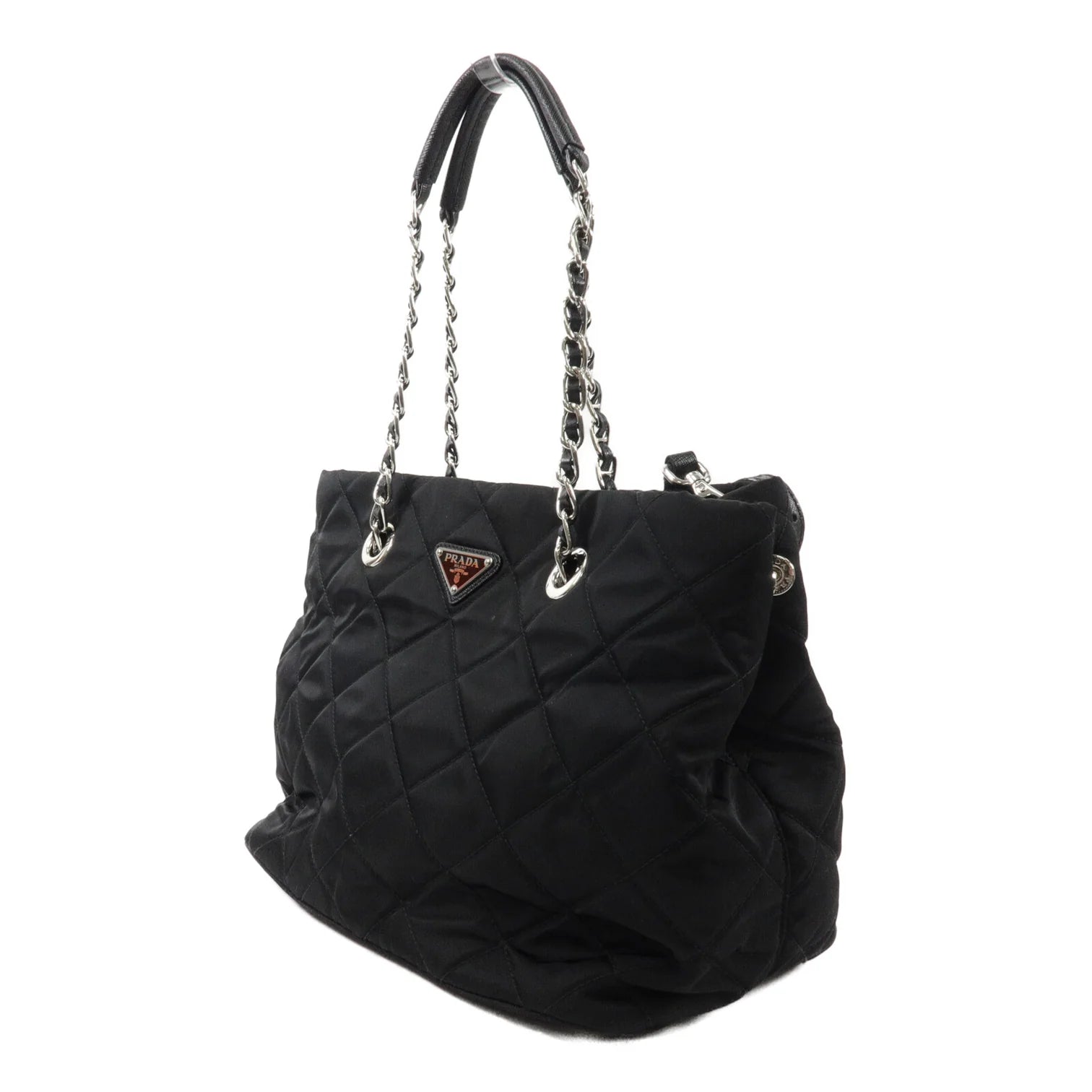 PRADA Quilted Tessuto Tote Bag 2 Way Shoulder Bag Black Nylon