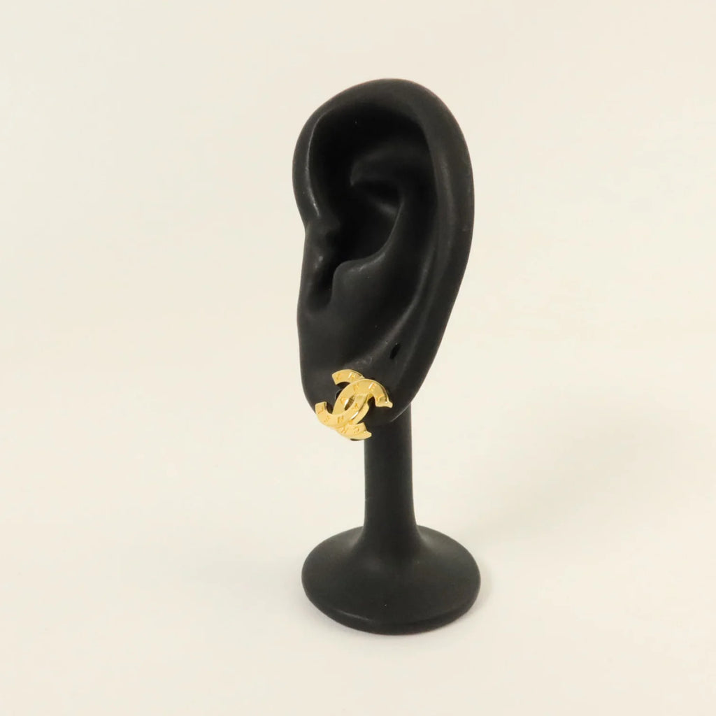 Chanel CC Gold-Tone Stud Earrings - Brand New Full Set