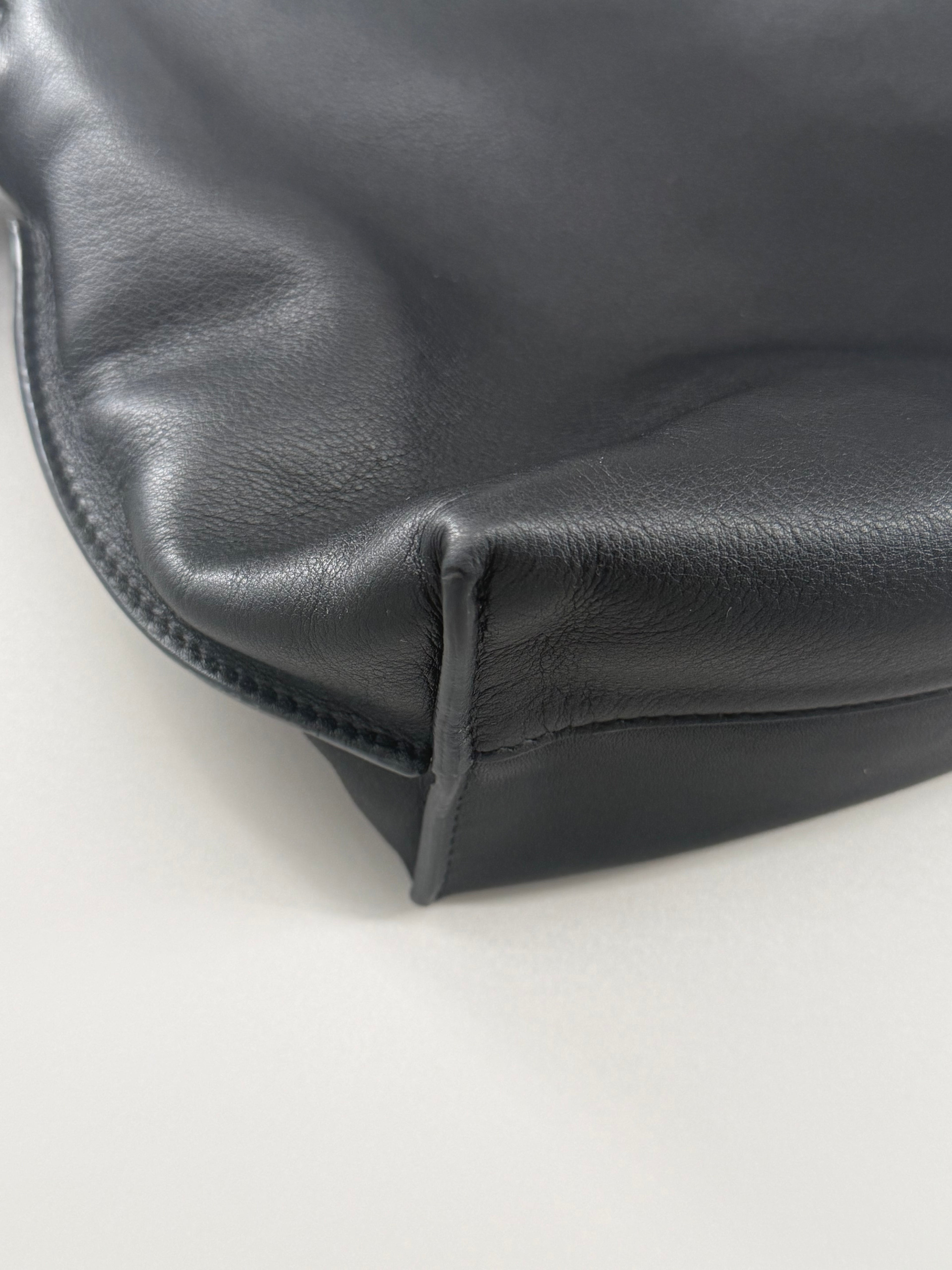 LOEWE Black Leather Flamenco Bag with 2 Way LOEWE Jacquard Strap and Leather