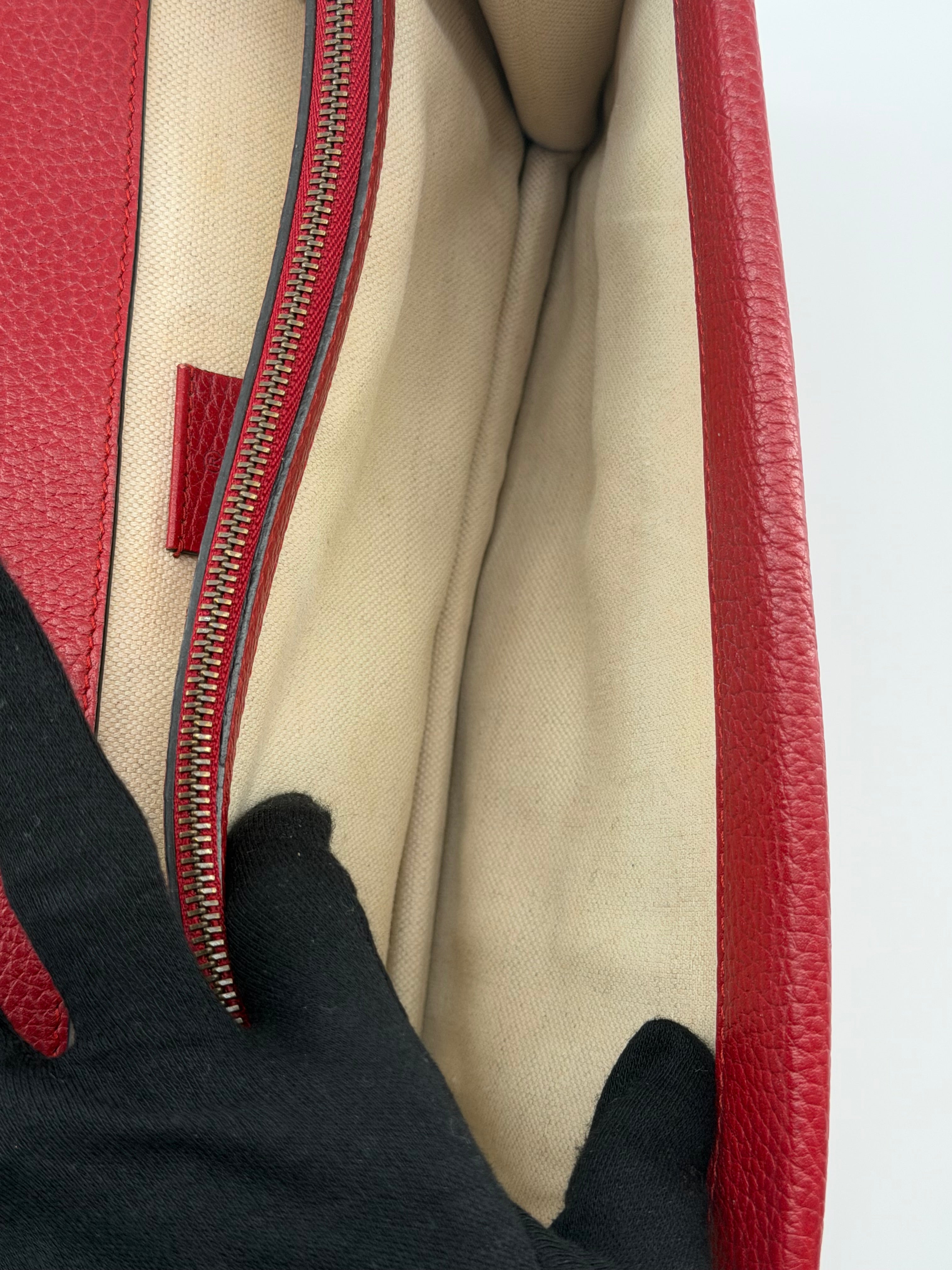 Gucci Dionysus Medium Red Leather Crystal Tiger Head Shoulder Bag
