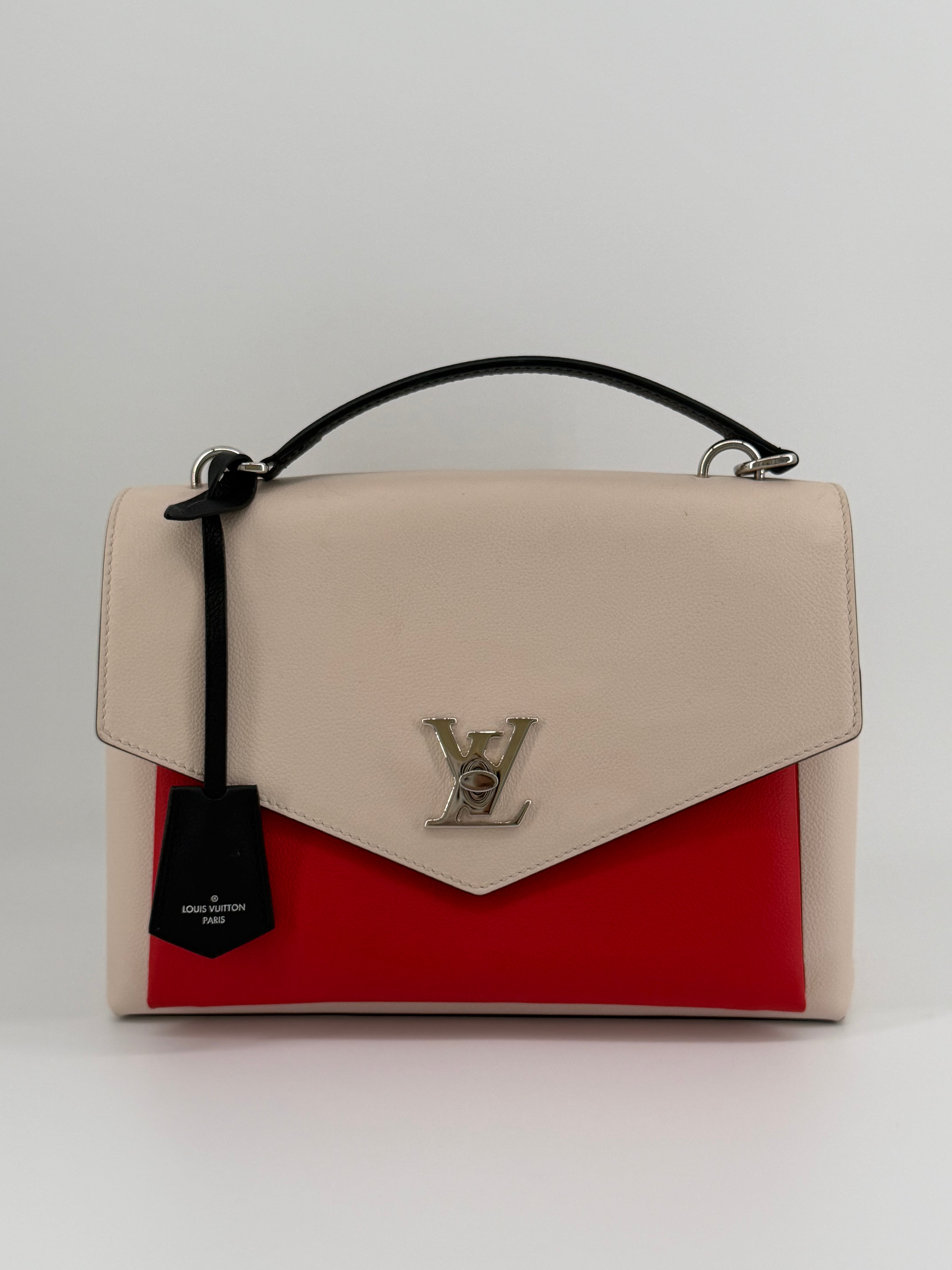 Louis Vuitton Lockme Top Handle Taurillon Leather Shoulder Bag | Crème & Coquelicot Red | 2020