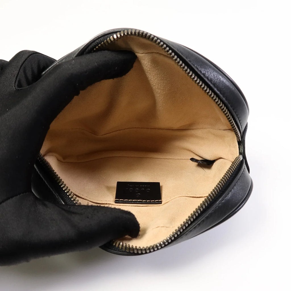 Gucci GG Marmont Matelassé Leather Belt Bag Black with Antique Gold Hardware