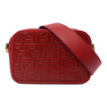 Fendi Red Embossed FF Leather Camera Case Crossbody Bag with Logo Strap