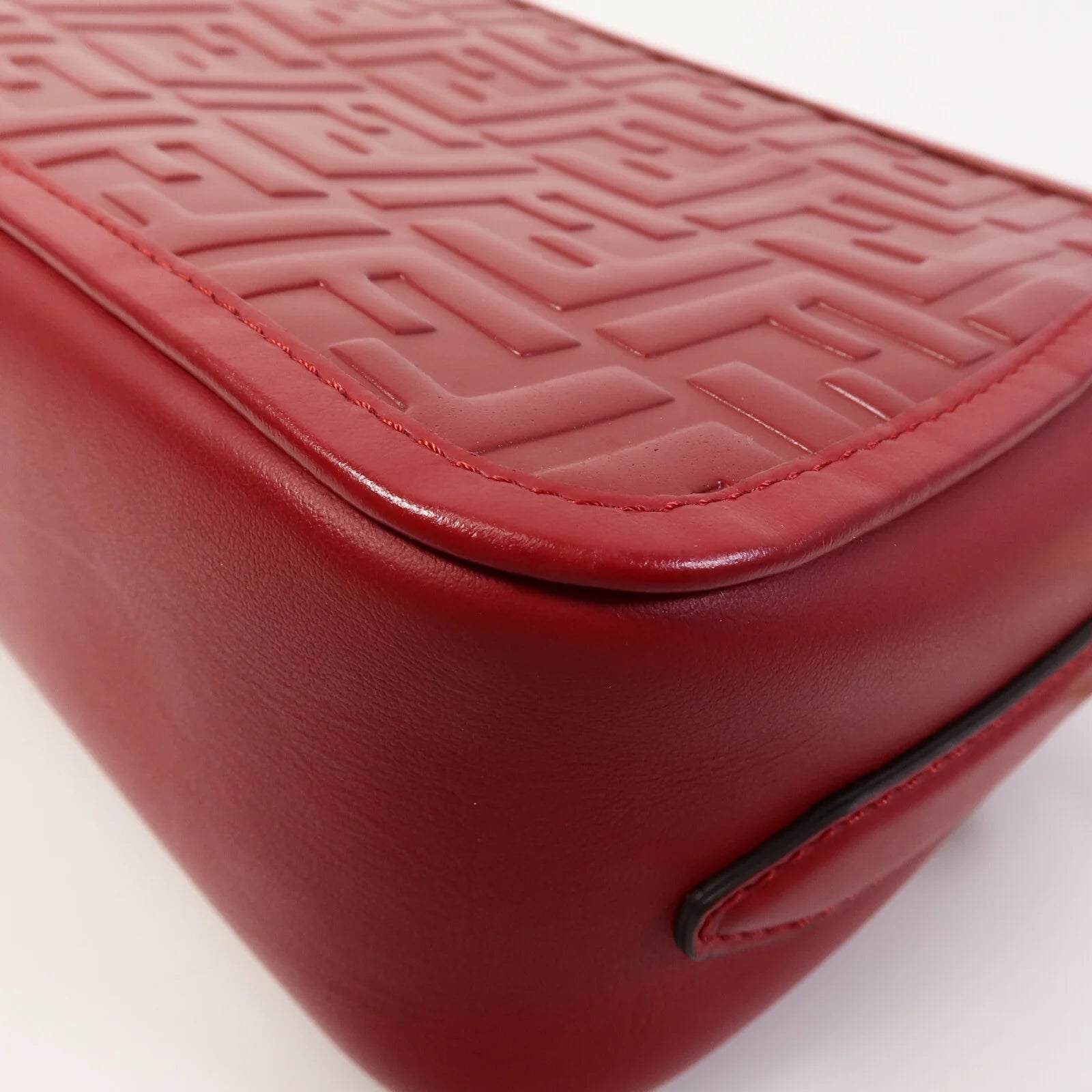 Fendi Red Embossed FF Leather Camera Case Crossbody Bag with Logo Strap