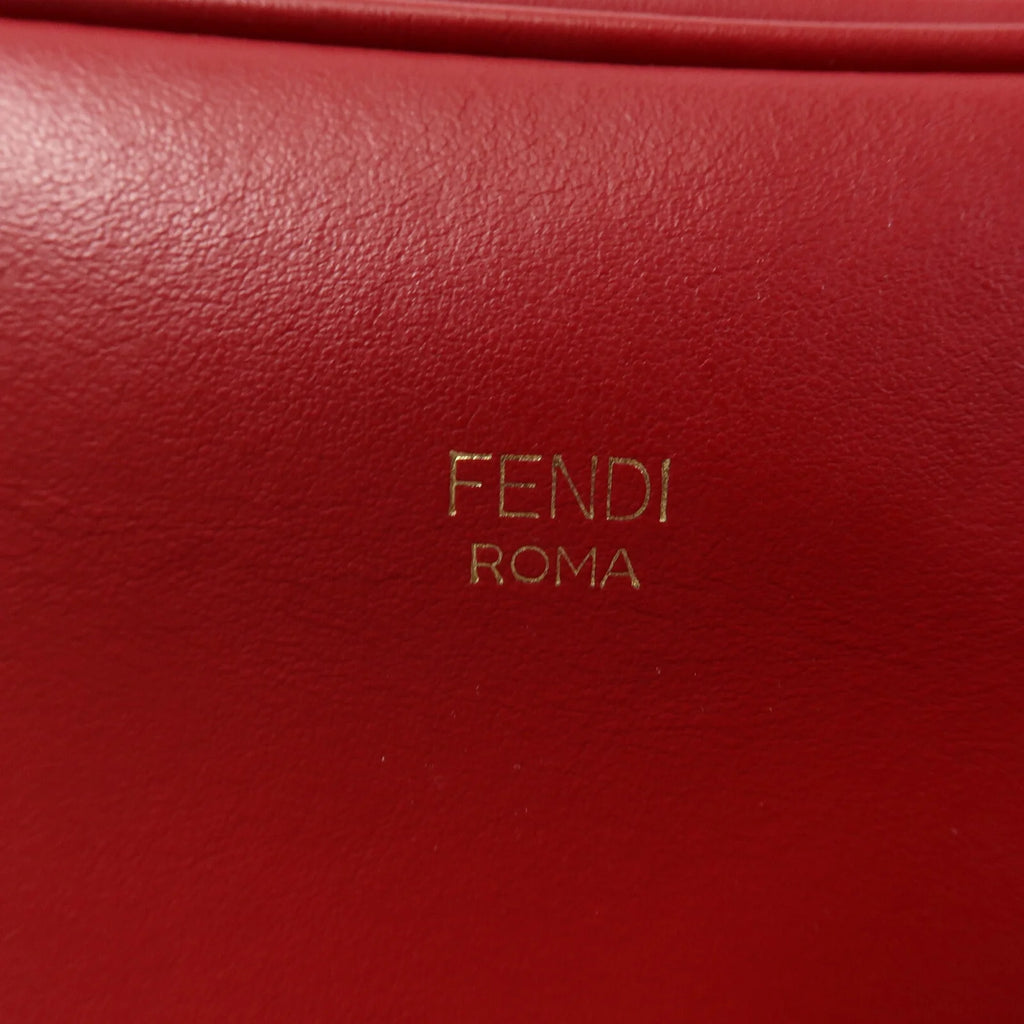 Fendi Red Embossed FF Leather Camera Case Crossbody Bag with Logo Strap