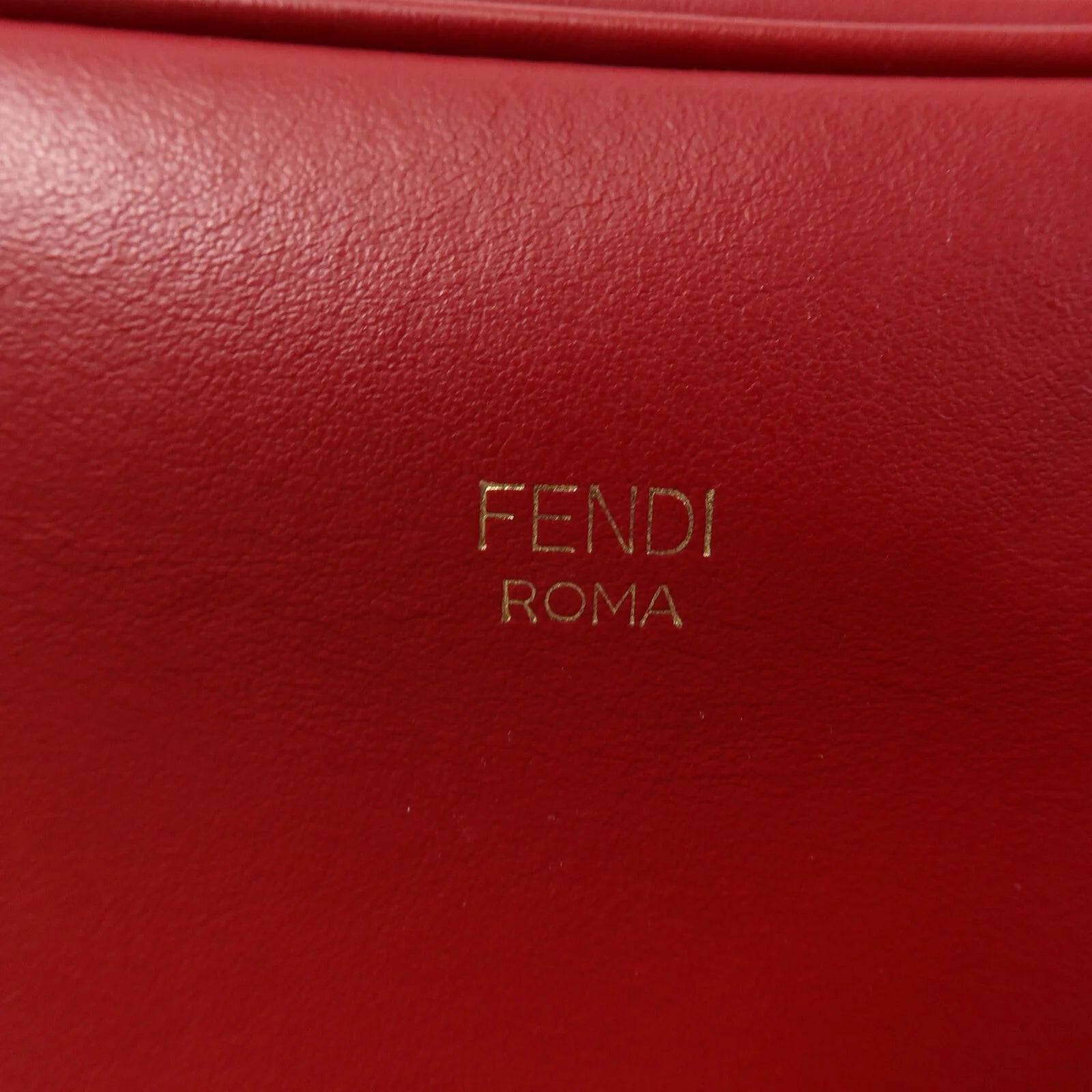 Fendi Red Embossed FF Leather Camera Case Crossbody Bag with Logo Strap
