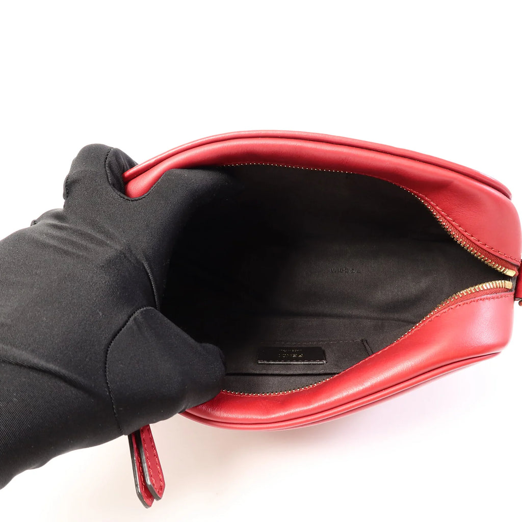 Fendi Red Embossed FF Leather Camera Case Crossbody Bag with Logo Strap
