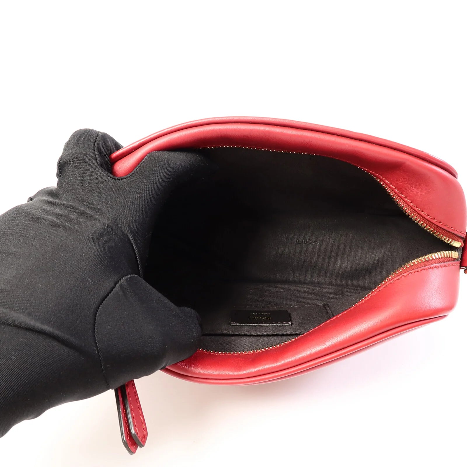 Fendi Red Embossed FF Leather Camera Case Crossbody Bag with Logo Strap